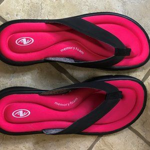 Athletic Works memory foam flip flops, 9/10